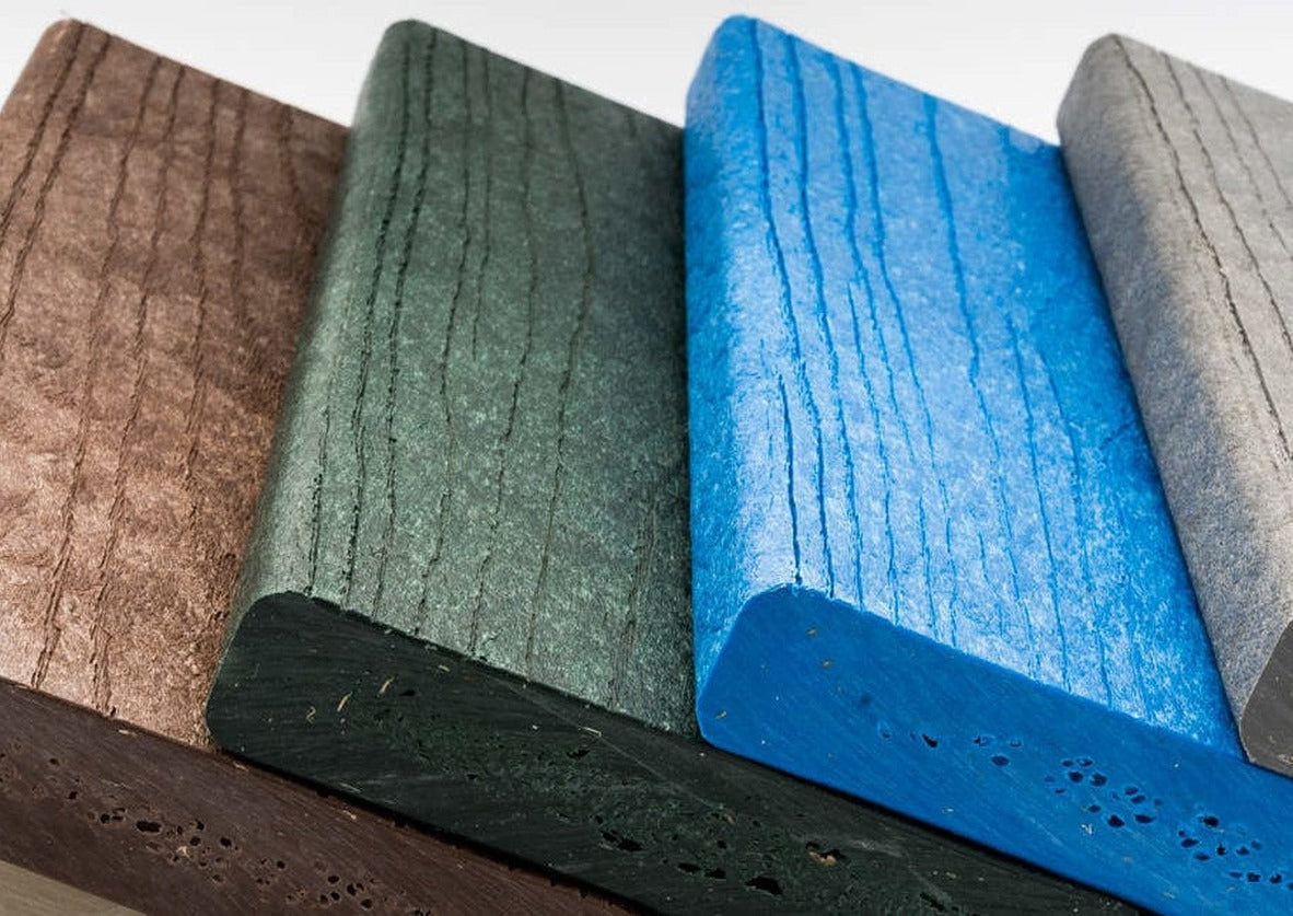 Recycled plastic lumber boards in natural and coloured finishes